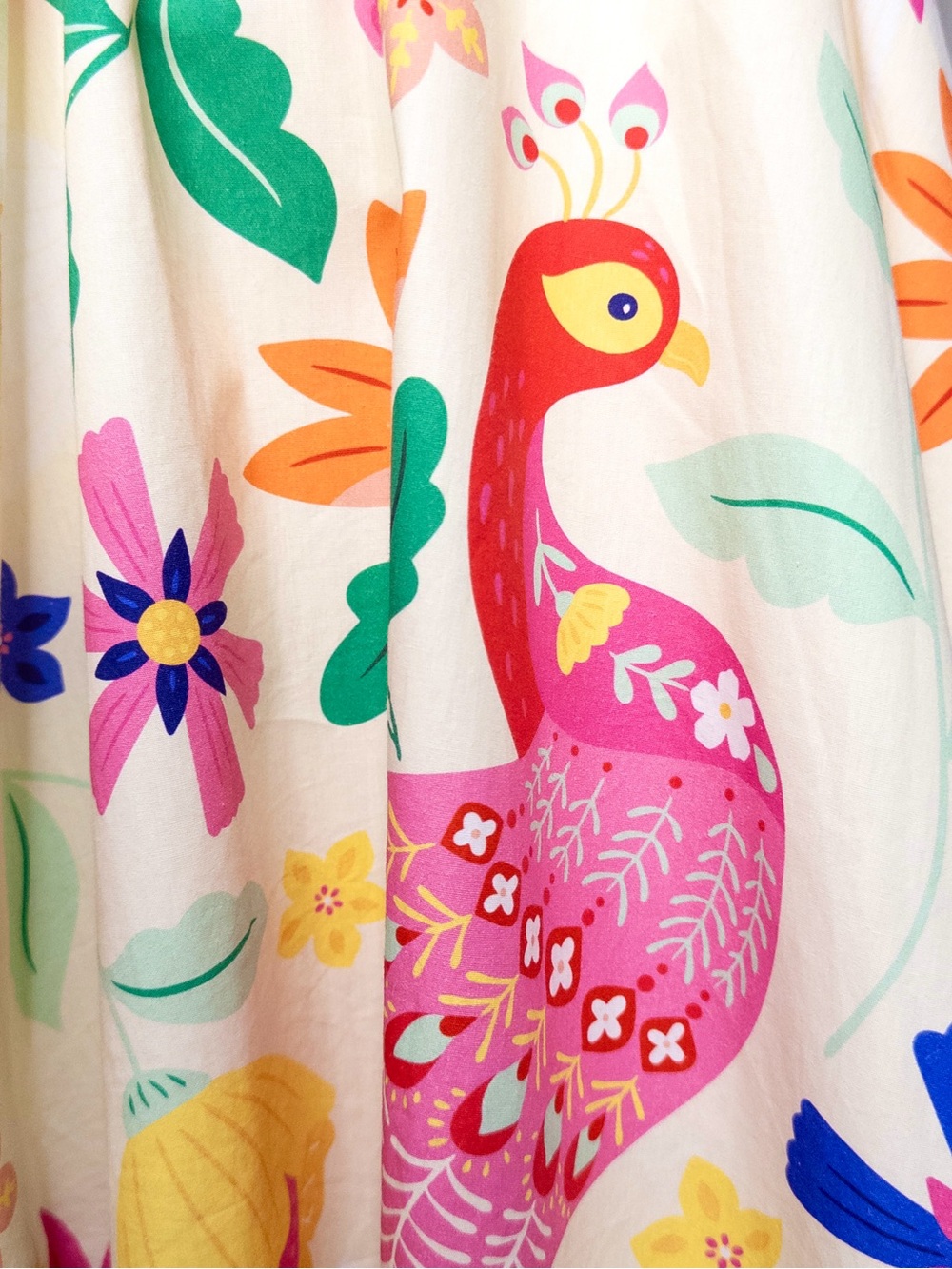 Sincerely Ours Puff Sleeve Resort Mini Dress Tropical Peacock Floral Large - Picture 9 of 15